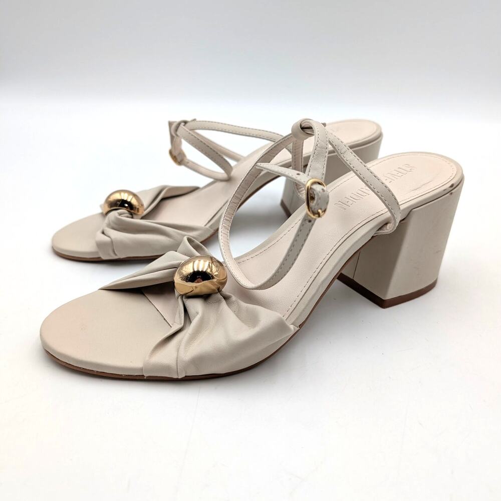 Steve Madden Caden Ankle Strap Heel Sandals Women's Bone Size US7.5M EU38